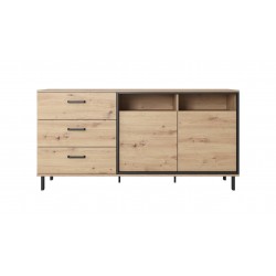 Commode Nestia 3 tiroirs 2 portes style industriel