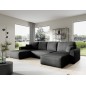 Canapé d'angle panoramique convertible LORIO en tissu aspect velours
