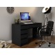 Bureau ADA 120 cm 5 tiroirs noir, bois ou gris