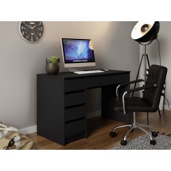 Bureau ADA 120 cm 5 tiroirs (noir, bois ou gris)