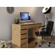 Bureau ADA 120 cm 5 tiroirs noir, bois ou gris