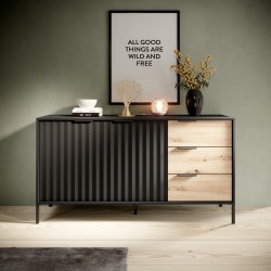 Commode RAVIA 153 cm 2 portes 3 tiroirs noire