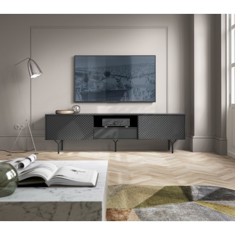 Meuble Tv Raven - Moderne et design couleur noir graphite