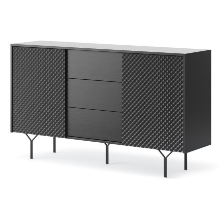 Commode Raven de 144cm 2 portes 3 tiroirs style Moderne