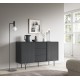 Commode Raven de 144cm 1 porte 3 tiroirs style Moderne noir graphite