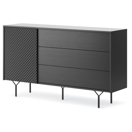 Commode Raven de 144cm 1 portes 3 tiroirs style Moderne