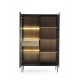 Vitrine Sento haute 104 cm 2 portes 1 tiroir style industriel avec LED