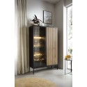 Vitrine Sento haute 104 cm 2 portes 1 tiroir style industriel avec LED