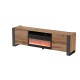 WODD Meuble TV Bas en chêne Anthracite 180 cm avec cheminée chauffante électrique. Style Industriel