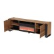 WODD Meuble TV Bas en chêne Anthracite 180 cm avec cheminée chauffante électrique. Style Industriel