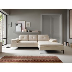 Canapé d'angle convertible ZONDO M en tissu bouclette beige