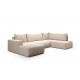 Canapé d'angle panoramique convertible LETTO en U en tissu moderne terracotta