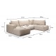 Canapé d'angle panoramique convertible LETTO en U en tissu moderne terracotta