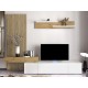 Ensemble meuble TV SIWETO style scandinave bois et blanc avec panneau arrière bois