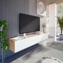 Meuble TV suspendu Kaway Couleur chêne Nodi et Blanc Artik 35 x 180 x 28 cm