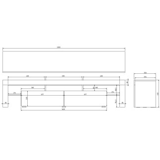 Meuble TV TORI 200 cm noir ou gris et blanc brillant avec led