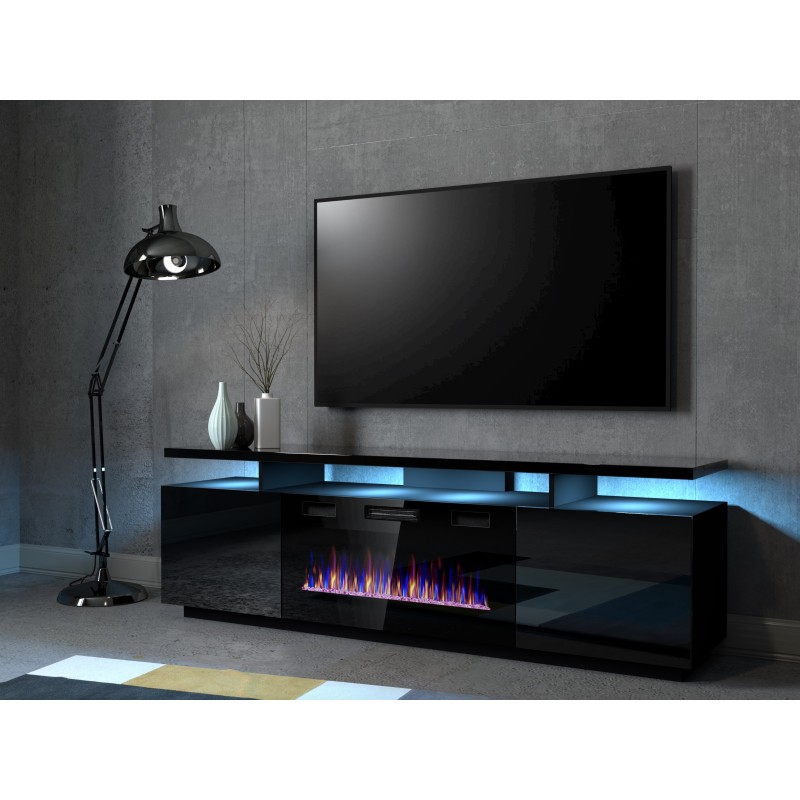 EVA Meuble TV avec cheminée électrique, flamme LED réaliste. Cheminée chauffante. EVA Meuble TV avec cheminée électrique, flamme LED réaliste. Cheminée chauffante.
