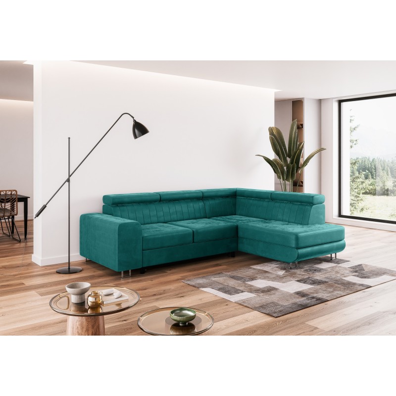 Canapé d'angle convertible NOLIA avec appuie-têtes