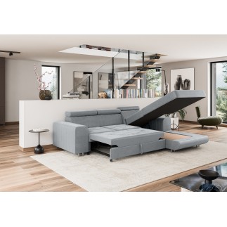 Canapé d'angle convertible NOTIO avec têtières réglables