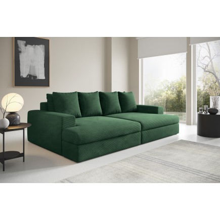 Canapé droit 4 places CALDERO avec double méridienne - assise profonde - velours côtelé