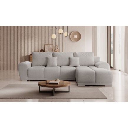 Canapé d'angle convertible BELUGIA en tissu anti tâche hydrophobe