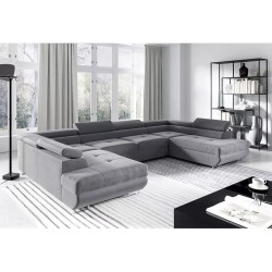 Canapé d'angle convertible ANNIO U en tissu aspect velours