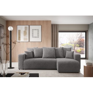 Canapé d'angle convertible LAVIA en Tissu Anti tâche hydrophobe Doux au Toucher