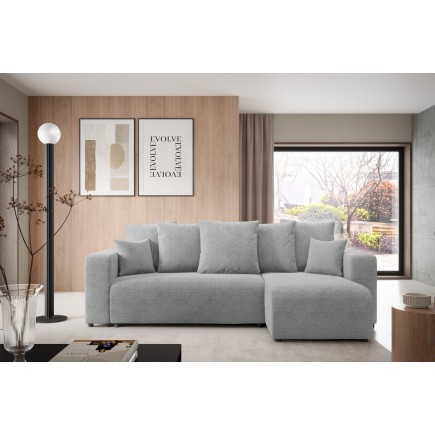 Canapé d'angle convertible LAVIA en Tissu Anti tâche hydrophobe Doux au Toucher