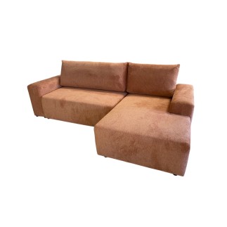 RECONDITIONNE - Canapé d'angle convertible LETT en tissu terracotta