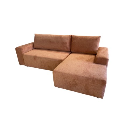 RECONDITIONNE - Canapé d'angle convertible LETT en tissu terracotta