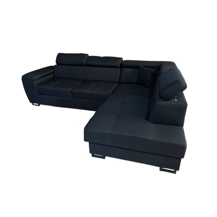 RECONDITIONNE - Canapé d'angle convertible COTN50 en tissu noir