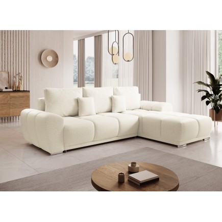 Canapé d'angle convertible BELUGIA en tissu anti tâche hydrophobe
