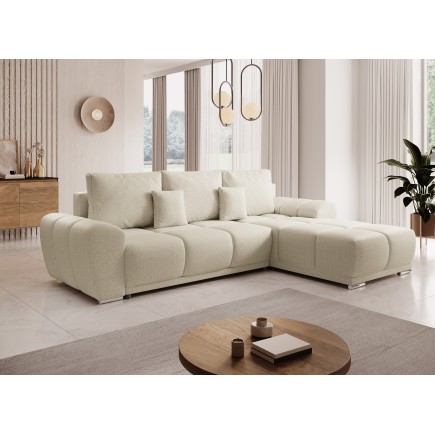 Canapé d'angle convertible BELUGIA en tissu anti tâche hydrophobe