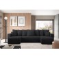 Canapé d’angle panoramique convertible LAVIA Tissu Anti tâche hydrophobe Doux au Toucher
