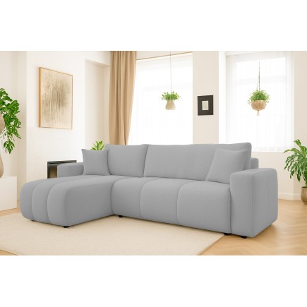 Canapé d'angle convertible TALIA en tissu anti tâche hydrophobe doux au toucher