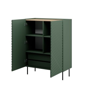 Commode ONDIA 2D2S 2 portes 2 tiroirs - 100 cm vert mat ou noir mat