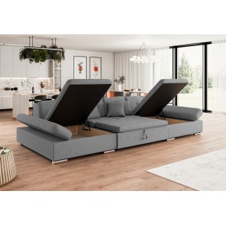 Canapé d'angle convertible ALON en U avec lit et coffre de rangement
