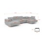 Canapé d'angle convertible ANNIO en U avec têtières réglables