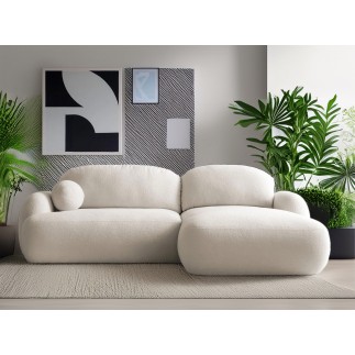 Canapé d'Angle Convertible en Tissu Bouclette Morizia style Japandi
