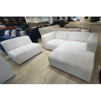 Canapé d’angle modulable 5 places PRADIA tissu anti-tâche