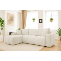 Canapé d'angle convertible TALIA en tissu anti tâche hydrophobe doux au toucher
