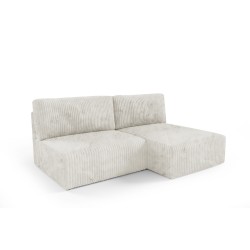 Canapé d'angle convertible BRIGIA en velours côtelé gros maille sans accoudoirs 210 cm
