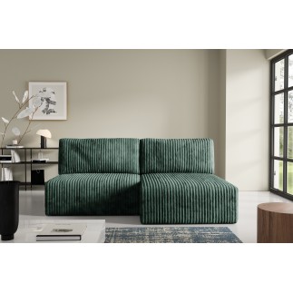 Canapé d'angle convertible BRIGIA en velours côtelé gros maille sans accoudoirs 210 cm