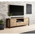 Aktia – Meuble TV 2 Portes, 1 Tiroir couleur chêne