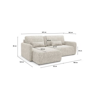 Canapé d'angle convertible IVA en tissu tressé