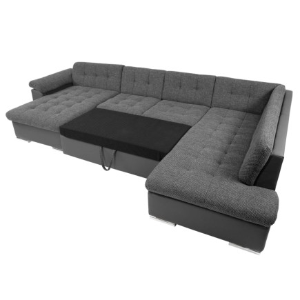 Canapé d'angle panoramique ALIA en tissu gris clair