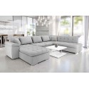 Canapé d'angle panoramique ALIA en tissu gris clair