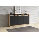 Buffet bas 3 portes / 3 tiroirs – Aston couleur noir et chêne