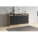 Buffet bas 3 portes / 3 tiroirs – Astia couleur noir et chêne