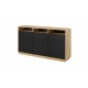 Buffet bas 3 portes / 3 tiroirs – Aston couleur noir et chêne